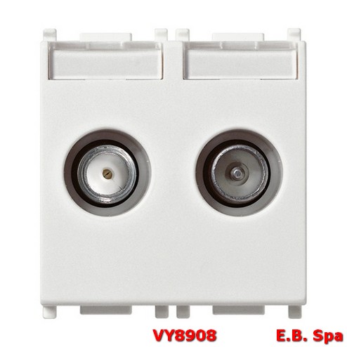 Presa TV-RD-SAT diretta 2 uscite bianco - VIMAR SPA VY8908 Presa TV-RD-SAT diretta 2 uscite bianco - VIMAR SPA VY8908