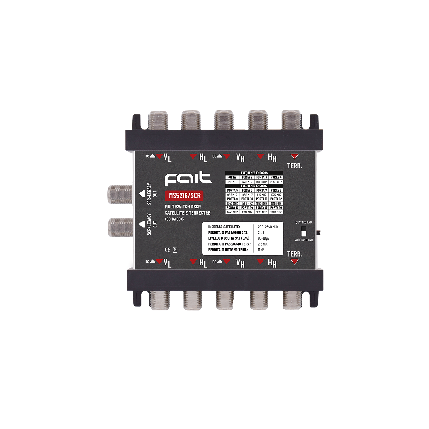 MS5216/SCR - Multiswitch DSCR terrestre e satellite - FAIT SRL TU3262 MS5216/SCR - Multiswitch DSCR terrestre e satellite - FAIT SRL TU3262